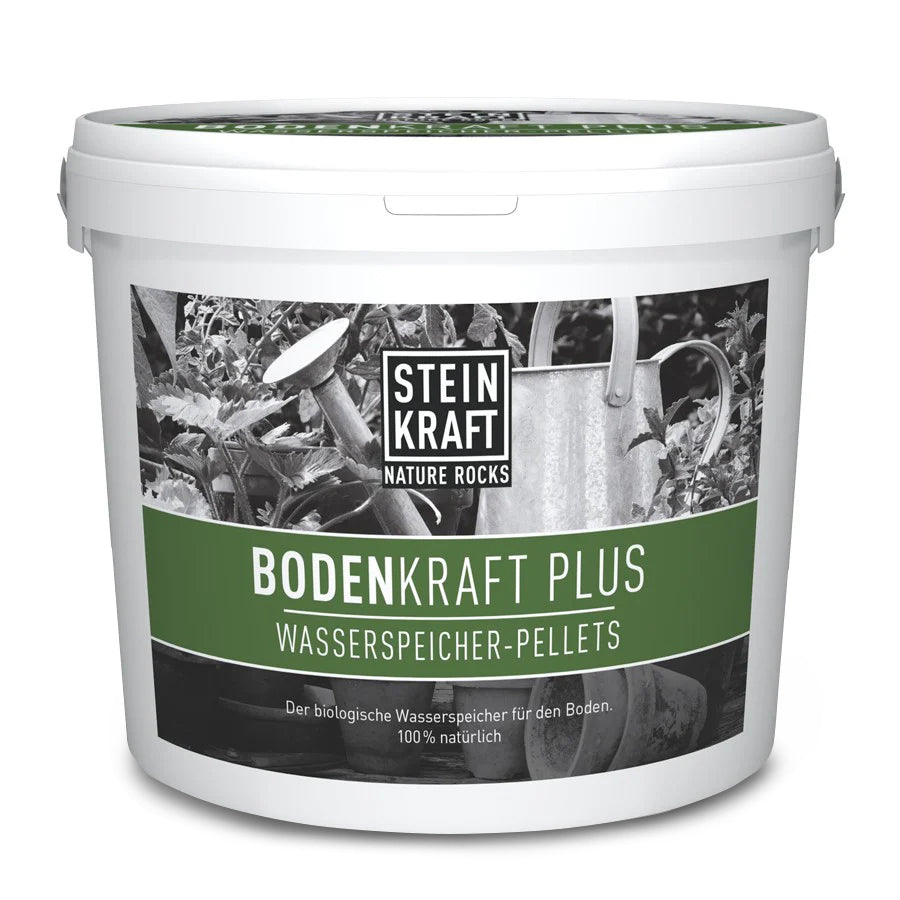BODENKRAFT PLUS Wasserspeicher Pellets mit Steinkraft Zeolith und Vermiculit im Kübel zu 6kg zu kaufen um die Bodenqualität zu verbessern