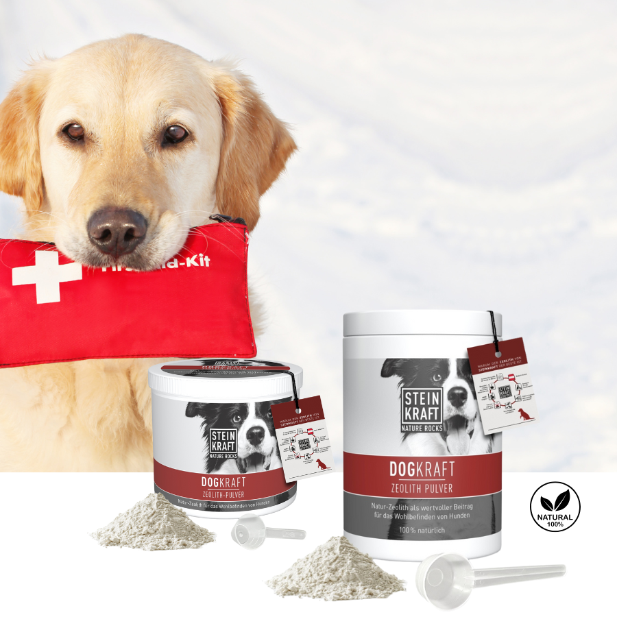 Steinkraft Zeolith Pulver für Hunde in 2 Größen 450g und 250g mit Messlöffel kaufen