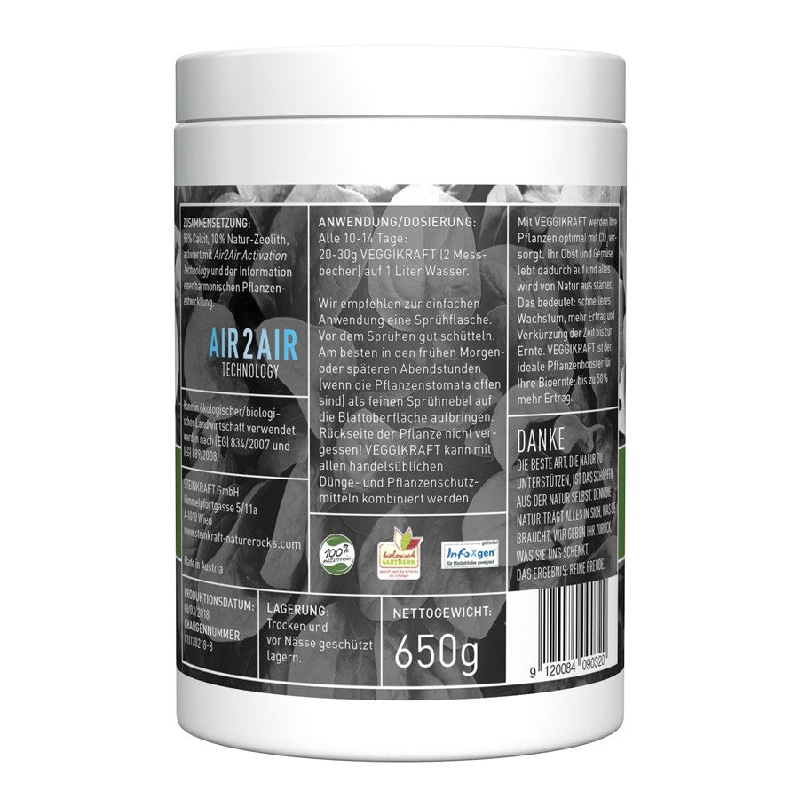 VEGGIKRAFT mit Natur-Zeolith 650g Rückseite