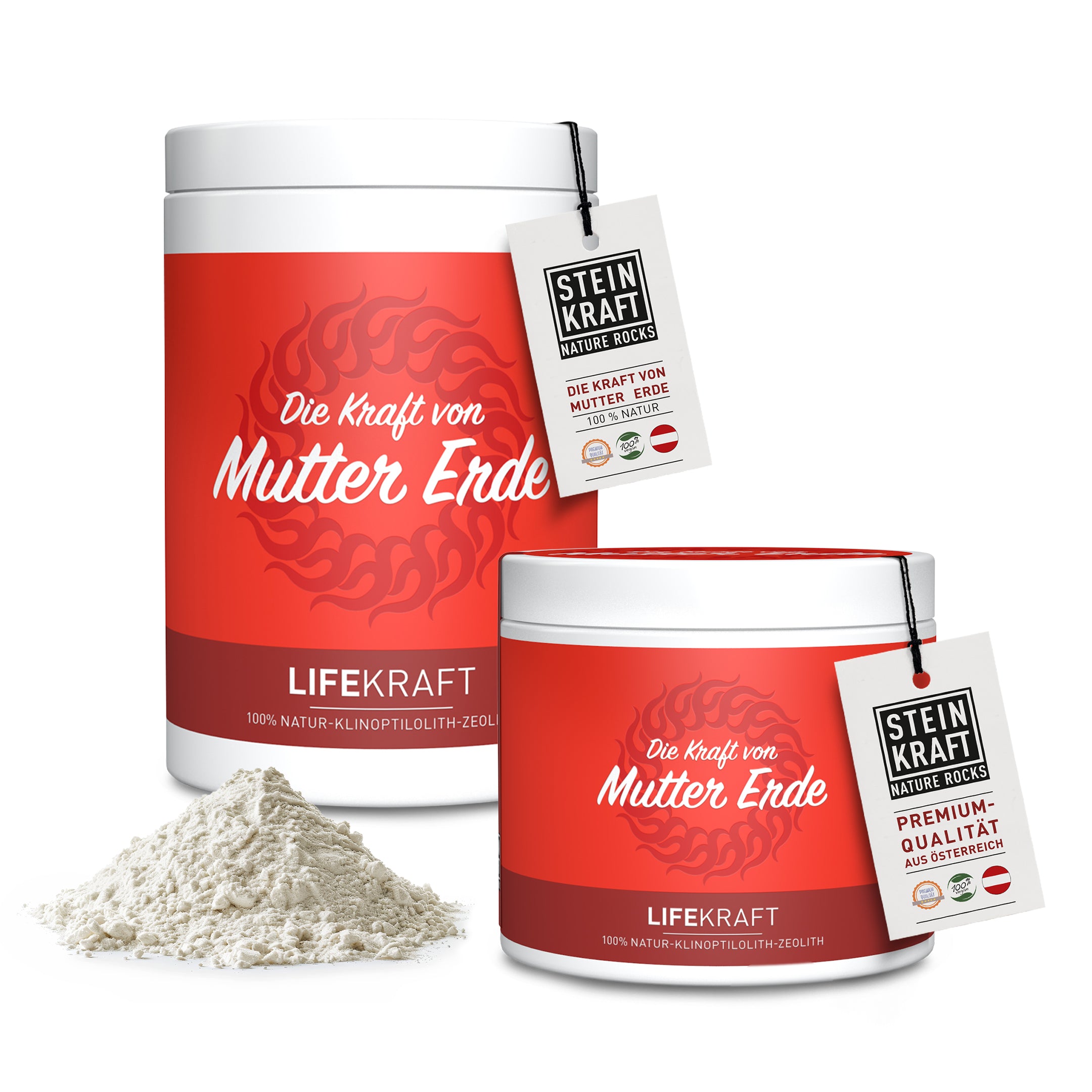 STEINKRAFT Zeolith Pulver für Menschen - Mutter Erde - Kosmetik in zwei Größen 450g und 250g