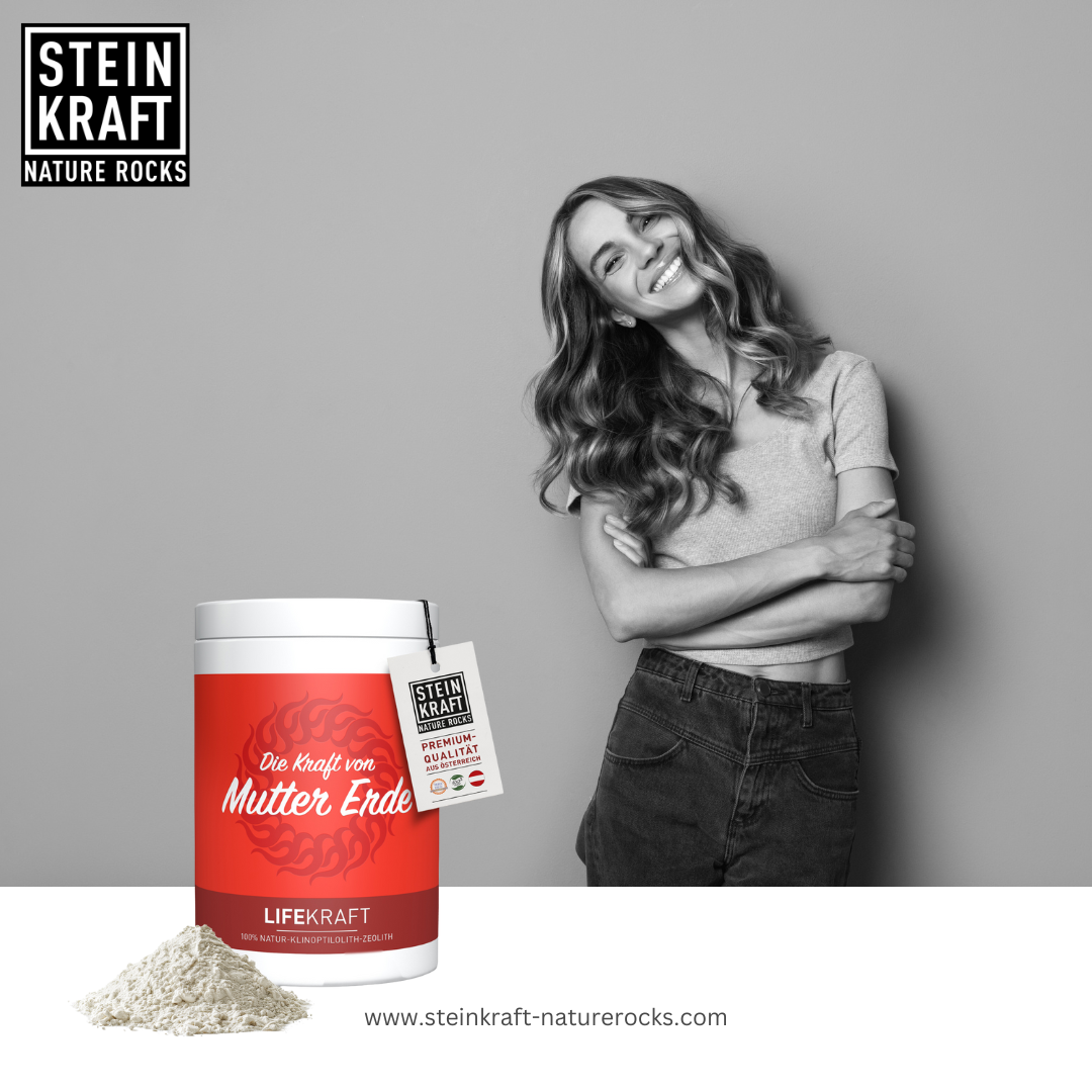 STEINKRAFT Klinoptilolith Zeolith für Menschen - feines Pulver zum Entgiften über die Haut 450g Dose