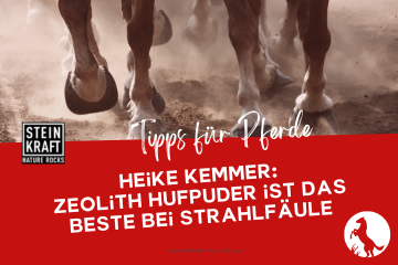 STEINKRAFT Zeolith für Pferde - Heike Kemmer: Zeolith Hufpuder ist das Beste bei Strahlfäule. Hier geht es zu einem Blogbeitrag.