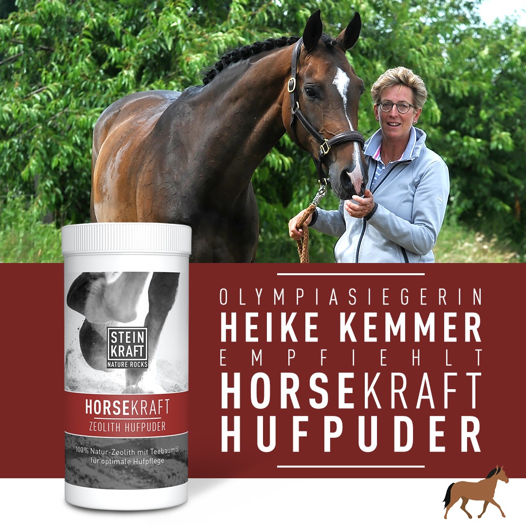 Heike Kemmer empfiehlt Zeolith Hufpuder bei Strahlfäule und feuchten Pferdehufen