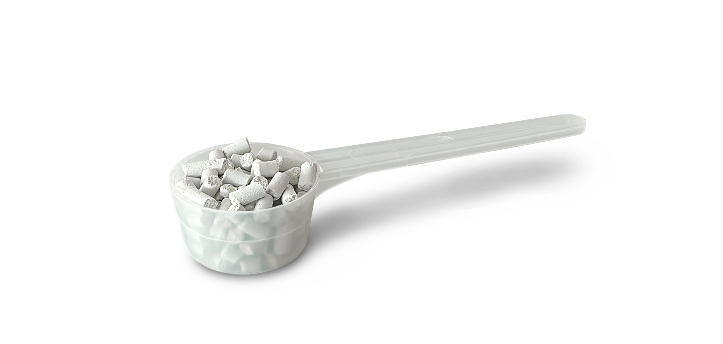 STEINKRAFT Zeolith Pellets für Pferde hilft bei Kotwasser und Ekzemen - Dosierlöffel