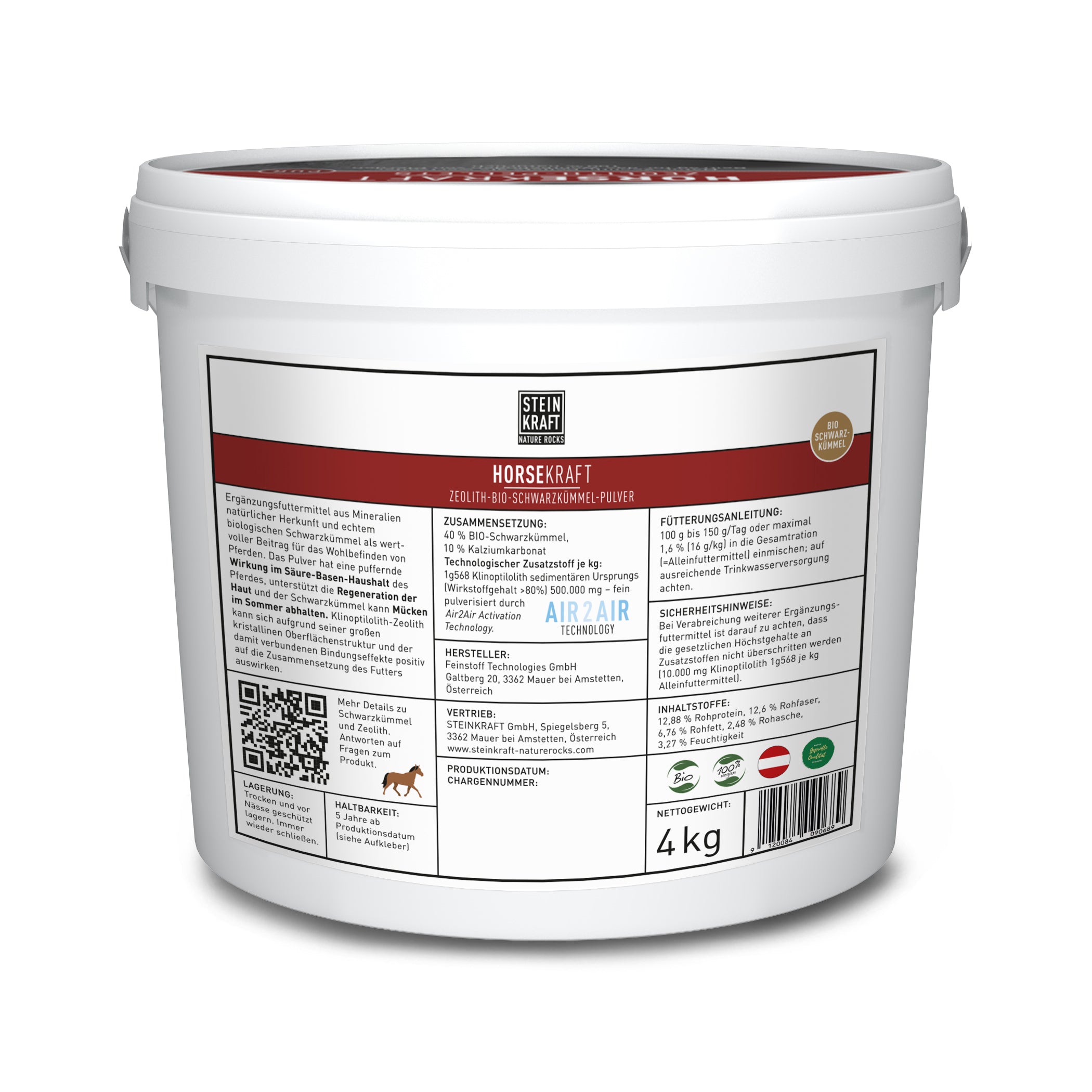 STEINKRAFT HORSEKRAFT Schwarzkümmel-Zeolith-Pulver für Pferde - gegen Sommer Ekzem