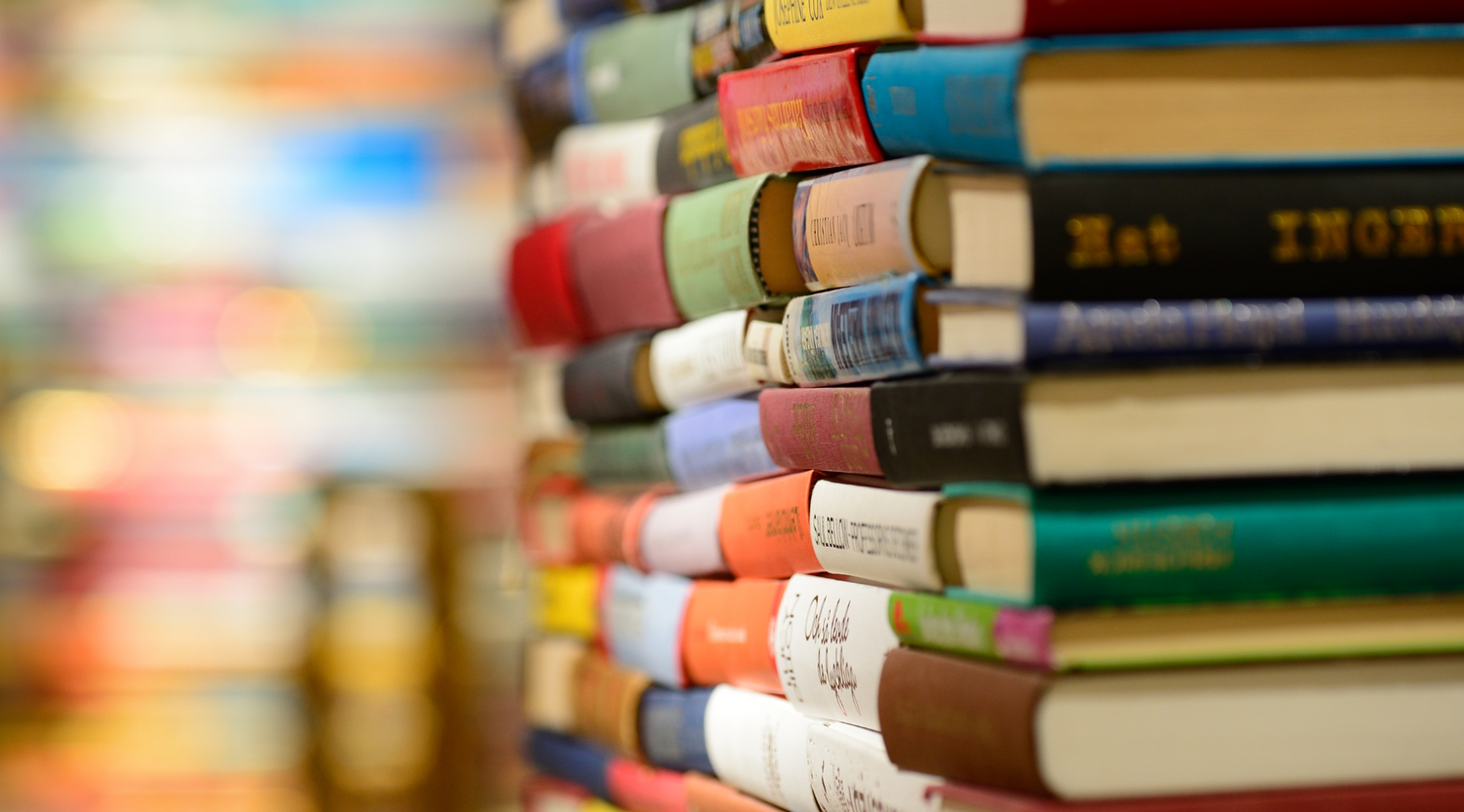 Viele bunte Bücher die uns bei Steinkraft Zeolith inspirieren