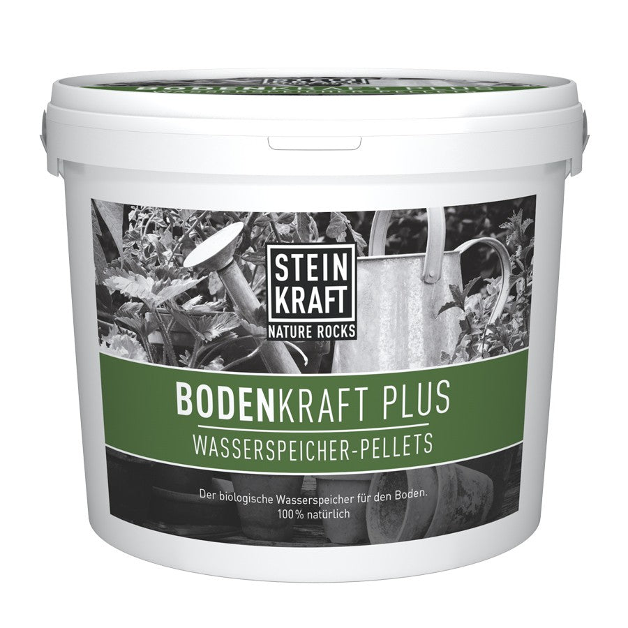 BODENKRAFT PLUS Wasserspeicher Pellets mit Steinkraft Zeolith und Vermiculit im Kübel zu 6kg zu kaufen um die Bodenqualität zu verbessern