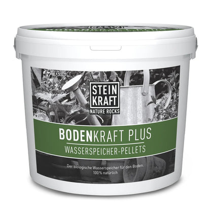 BODENKRAFT PLUS Wasserspeicher Pellets mit Steinkraft Zeolith und Vermiculit im Kübel zu 6kg zu kaufen um die Bodenqualität zu verbessern