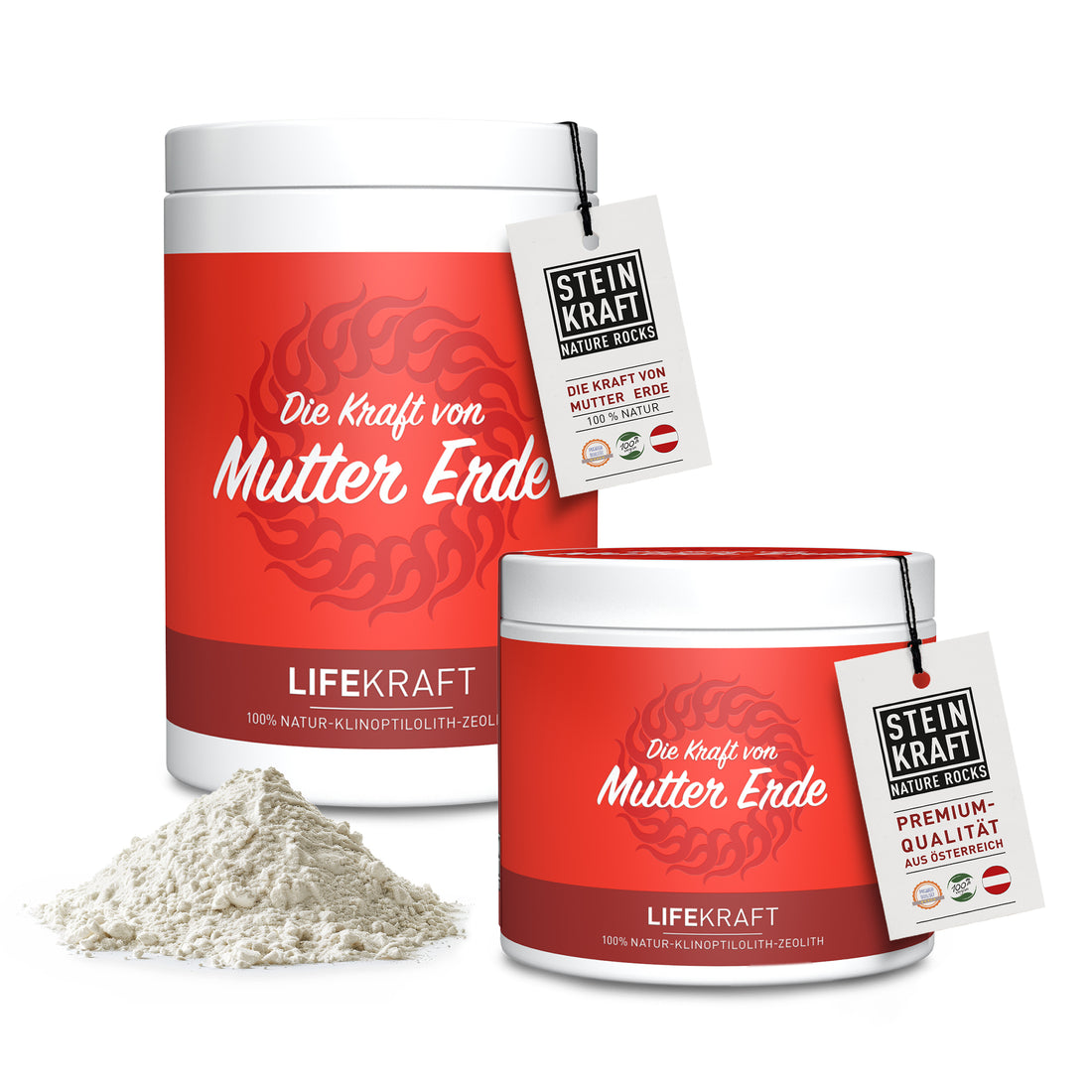 STEINKRAFT Zeolith Pulver für Menschen - Mutter Erde - Kosmetik in zwei Größen 450g und 250g