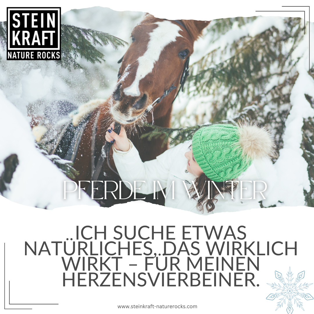 Pferd mit seiner Besitzerin im Winter - Ich suche etwas Natürliches, das wirklich wirkt für meinen Herzensvierbeiner.