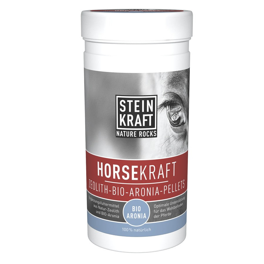 STEINKRAFT HORSEKRAFT Bio Aronia Pellets mit Zeolith - Ergänzung Pferdefuttermittel Dose 1,3kg