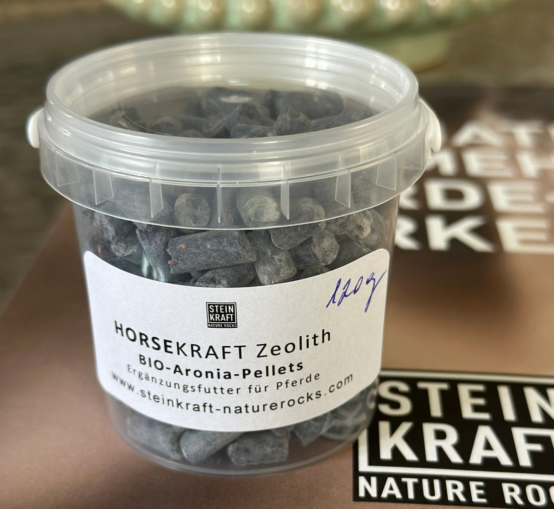 Probierpackung Aroniapellets mit Zeolith von STEINKRAFT 120g in einem kleinen Küberl