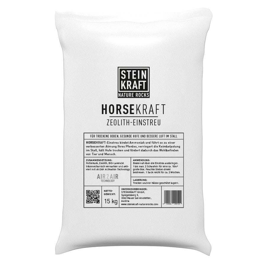 STEINKRAFT HORSEKRAFT Natur-Zeolith Einstreu für Pferde Stall - Sack 15kg