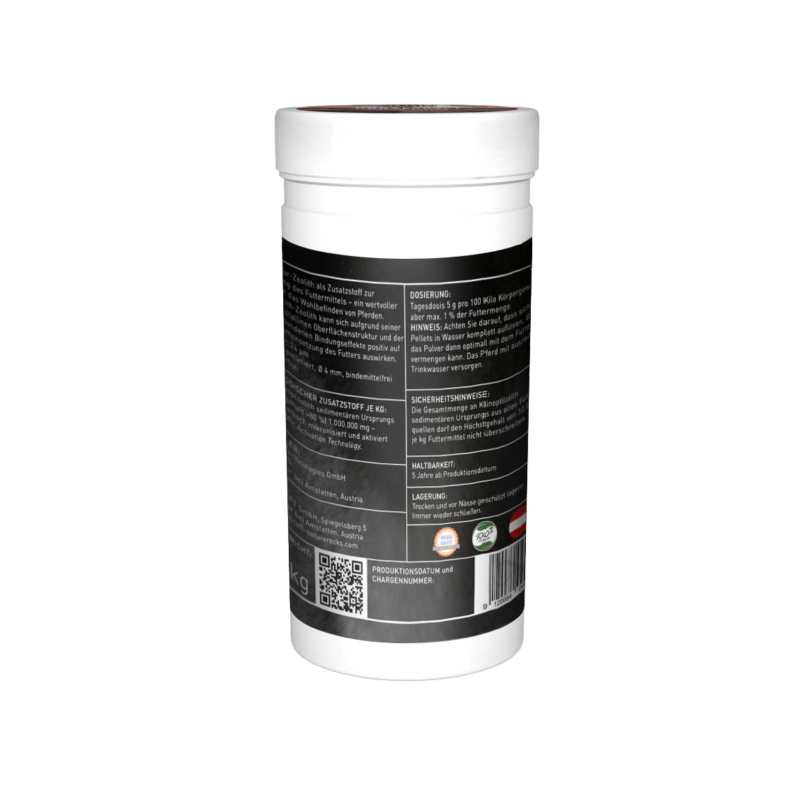 STEINKRAFT Zeolith Pellets für Pferde Dose 1,4kg Rückseite