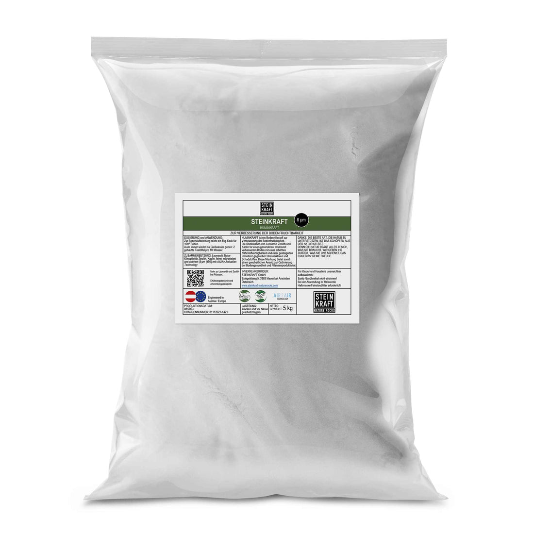 Steinkraft Zeolith für Pflanzen - Huminkraft Pulver Zeolith und Leonardit im 5kg Sack für Homegardening