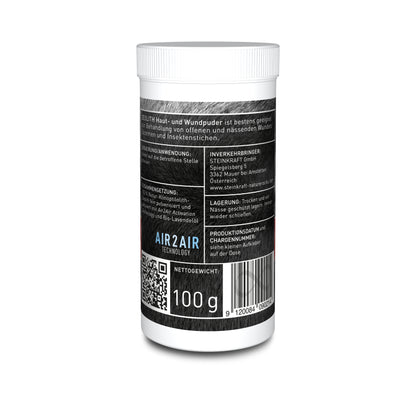 STEINKRAFT Zeolith Puder mit BIO Lavendelöl zur Unterstützung der Wundheilung für alle Tiere - Streudose 100g - Rückseite